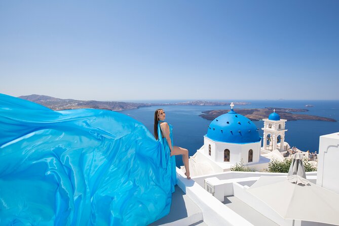 Amazing Flying Dress Photoshoot in Santorini - On the day: fitting, assistant help, and a private changing room