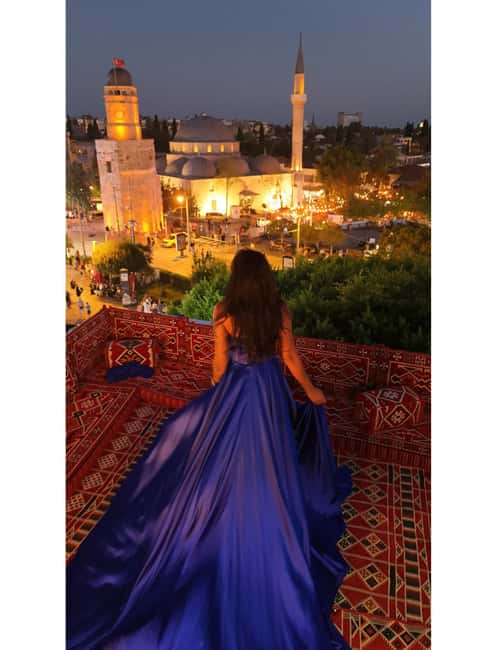 Antalya: Rooftop Photoshoot with Flying Dresses - Landmark views: Old Town, Clock Tower, and Yivli Minaret