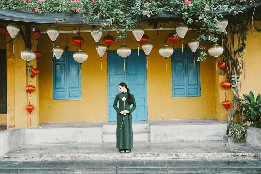Ao Dai Photography: Traditional Attire Capture in Hoi An - Lantern Street and yellow alleys: the “set pieces” for great portraits