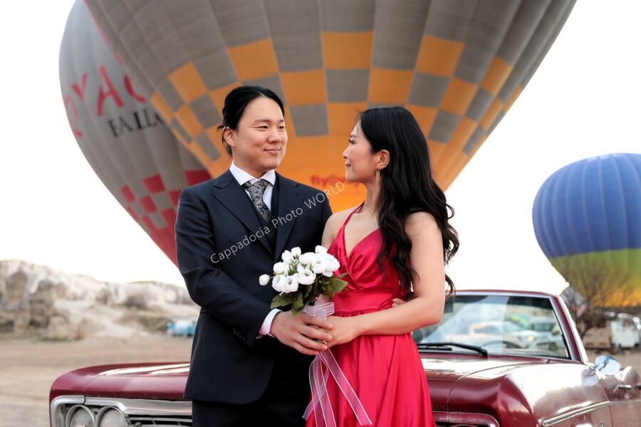 Cappadocia Photo Shoot with Classic Car and Flying Dress - Cappadocia magic, powered by a classic car and flying dress
