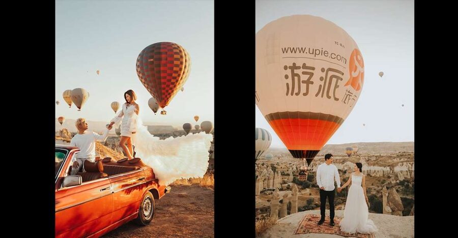 Cappadocia: PhotoShoot with Balloons. Flying Dress included. - How the timing works: sunrise, sunset, and balloon reality