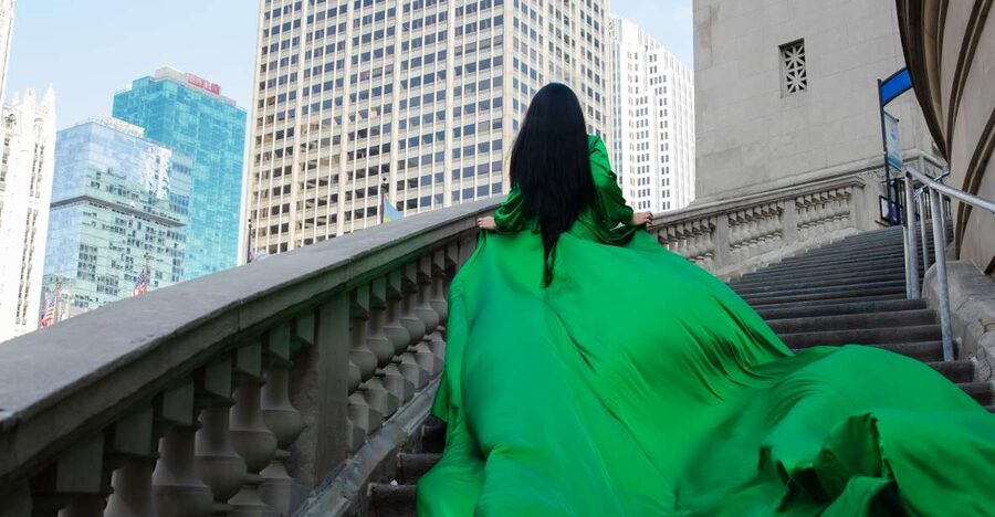 Chicago Luxury Flying Dress Photoshoot - Why a flying dress works so well in Chicago