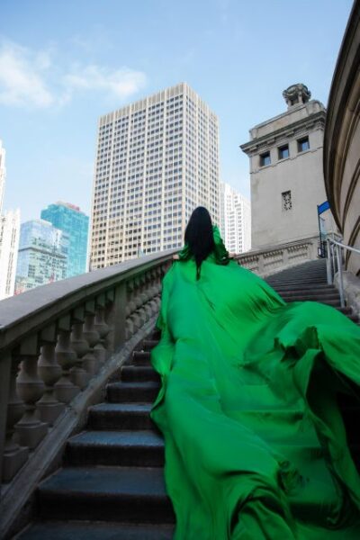 Chicago Luxury Flying Dress Photoshoot - Meeting at The Chicago Theatre: the start of your model moment