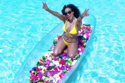 Clear Kayak Flower Girl Photoshoot in Turks and Caicos Islands - The Flower Girl Kayak Moment: Posing While Floating
