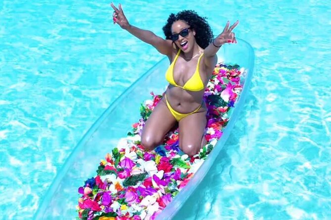Clear Kayak Flower Girl Photoshoot in Turks and Caicos Islands - The Flower Girl Kayak Moment: Posing While Floating