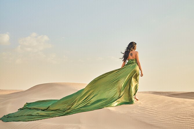 Dubai Desert Flying Dress Photoshoot - The Photo Session Itself: Poses, Direction, and Desert Backdrops