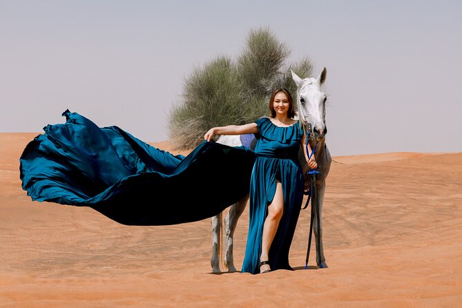 Dubai: Flying Dress with Photography and Exciting Dune Activities - A Wind-Driven Red Dress Moment in Lahbab