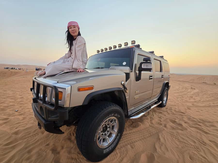 Dubai Hummer Safari Adventure & Traditional Dress Photoshoot - Camel Ride and Henna: The Slower Pace Part