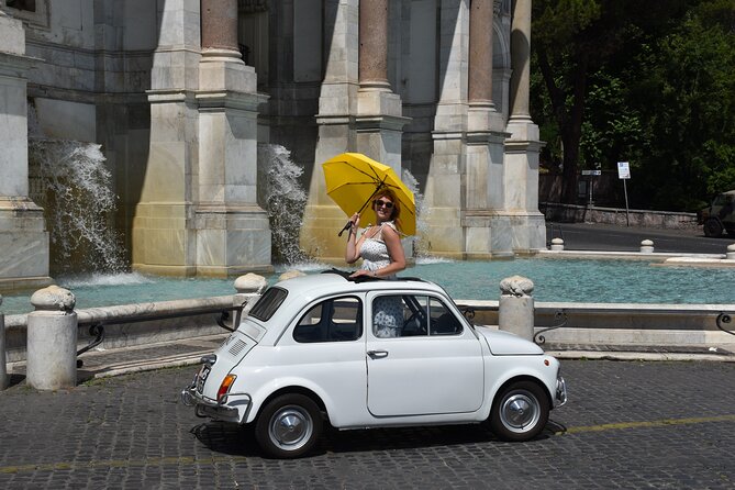 Fiat 500 Private Photoshoot with a Roman, pickup included - Roseto Comunale and Parco Savello: roses and orange-garden views