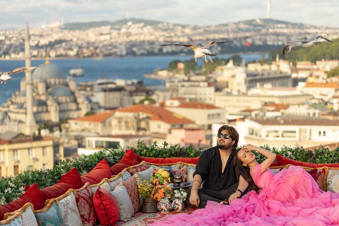 Flying Dress Photography on an Iconic Rooftop in Istanbul - The Suleymaniye Mosque stop: a dreamy mix of architecture and portrait pose
