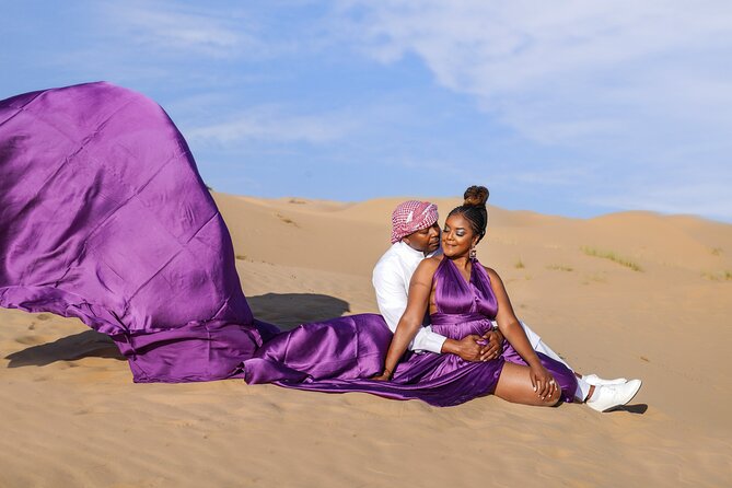 Flying Dress Photoshoot Dubai Solo, Couple and Group 3Hours - Your Flying Dress Looks: Wardrobe Time and Pose Support