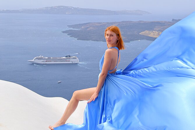 Flying Dress Photoshoot Experience in Santorini with pick up - Key highlights at a glance