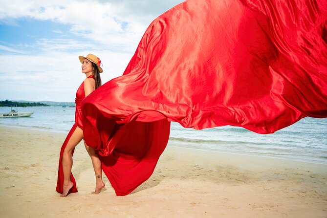 Flying Dress Photoshoot in Jamaica - Doctor’s Cave Beach Sets the Scene for a Flying Dress Shoot