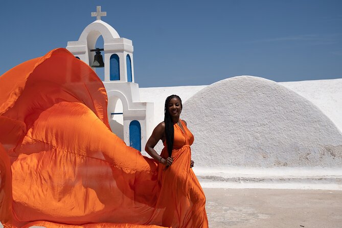 Flying Dress Photoshoot in Oia Private entry to Blue Dome - Key highlights you’ll care about