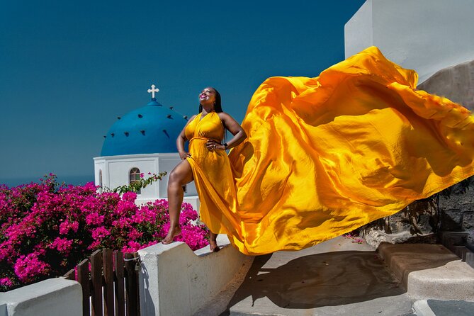 Flying Dress Photoshoot in Oia Private entry to Blue Dome - Who this private Oia photoshoot is best for