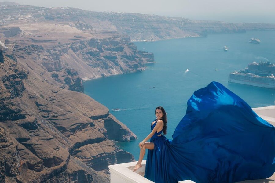 Flying dress Photoshoot in Santorini with Hotel Pickup - Price and Value: Is $141 a Good Deal for Santorini Photos?