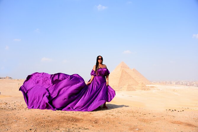 Flying Dress Photoshoot with Camel and Horse Riding in Giza - Great Sphinx and the Khufu solar boat museum: two different ways to see the same era
