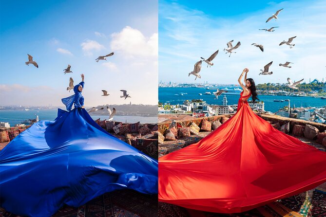 Flying Dress Rooftop Photoshoot in Istanbul (2Concepts, 1dress) - Price and Value for a Private Flying Dress Package
