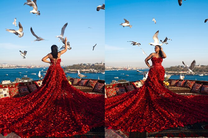 Flying Dress Rooftop Photoshoot in Istanbul (2Concepts, 1dress) - Flying Dress Details That Make the Photos Look Effortless