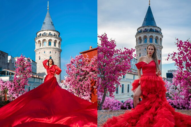 Flying Dress Rooftop Photoshoot in Istanbul (2Concepts, 1dress) - What Your One-Hour Session Looks Like