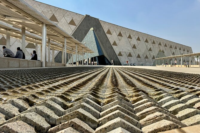 Grand Egyptian Museum Private Tour with Giza Pyramids Photoshoot - Panoramic Pyramids viewpoint: best group photo, plus camel ride