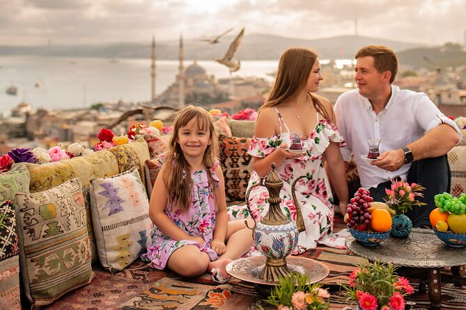 Istanbul Rooftop Photoshoot with Flying Dress - Stop 1: Süleymaniye Mosque area rooftop portraits with Bosphorus views
