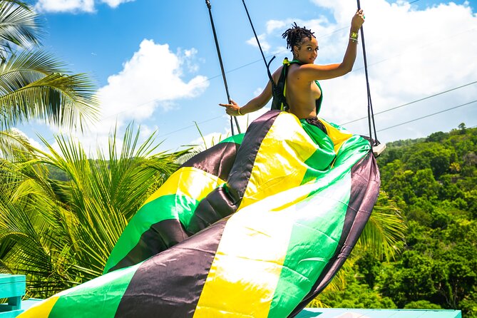 Jamaica Swing Drone Photoshoot with Dress Lunch and Transport - The Rad V Swing Setup: Mountaintop Views and a Bali-Inspired Moment
