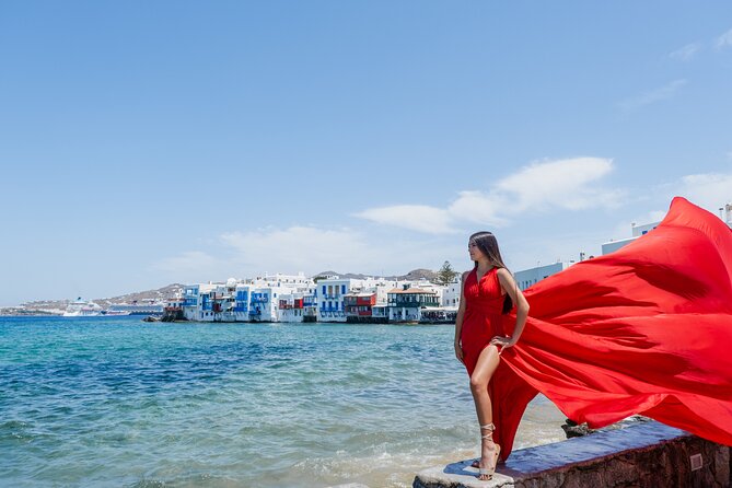 Mykonos Flying Dress Photoshoot - Where the Shoot Starts: Windmills of Mykonos as Your Photo Launchpad