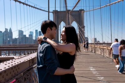 New York Flying-dress photoshoot with iconic NYC views - DUMBO in 20 Minutes: Skyline, Light, and the Manhattan Bridge View