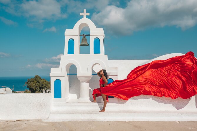 Oia Flying Dress Photoshoot Santorini - Weather in Santorini: why “good weather” is more important than it sounds