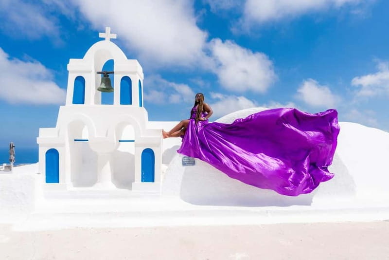 Oia: Santorini Photoshoot with Flying Dress Rental Option - Flyoia dress rental: 15 colors, plus the assistant’s job