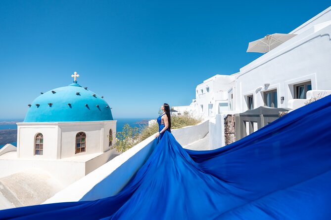 Premium Flying Dress Photoshoot Santorini with Pick up&Drop off - The Shoot: Dress Help, Poses, and Iconic Santorini Viewpoints