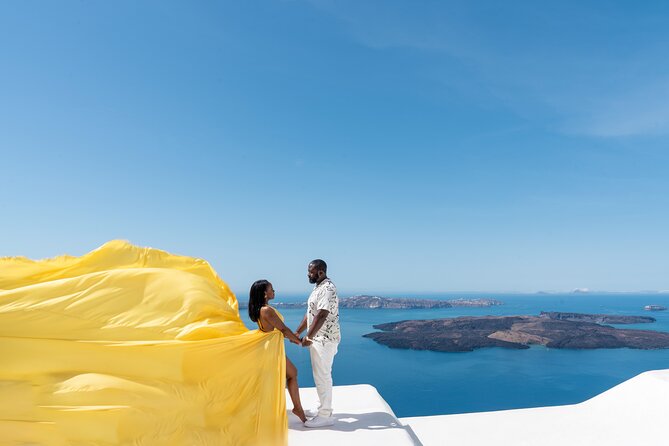 Premium Flying Dress Photoshoot Santorini with Pick up&Drop off - Photo Package: Your 20 Edited Portraits Plus Raw Files