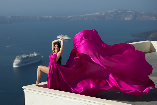 Private Flying Dress Photoshoot in Santorini – Blue Domes View - Key highlights before you go