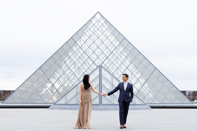 Private Photoshoot at the Louvre area in Paris - Stop 1: Louvre Pyramid for Iconic, Clean Frames