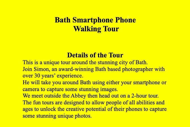 Private Smartphone photography Walking Tour Around Bath - “Various Views of the Baths”: Where Water and Detail Can Help