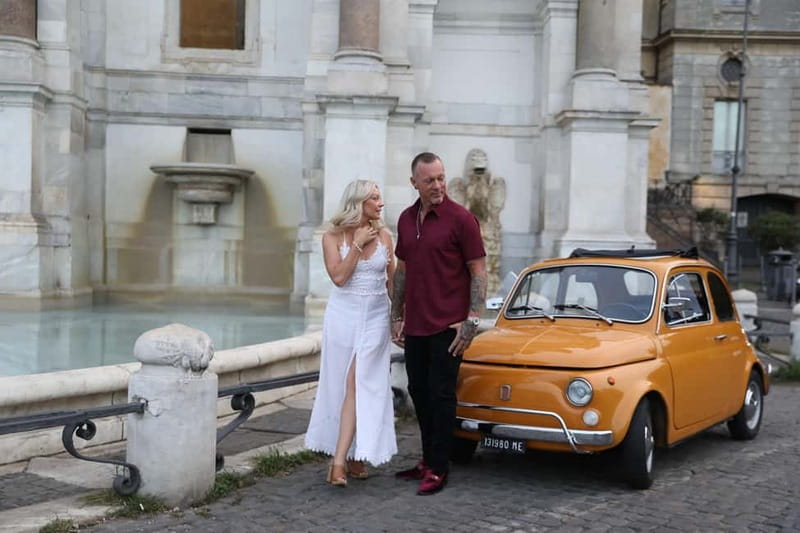 Rome: Fiat 500 Vintage Photography Service in Rome - Fontana dell’Acqua Paola and the Orange Garden viewpoint