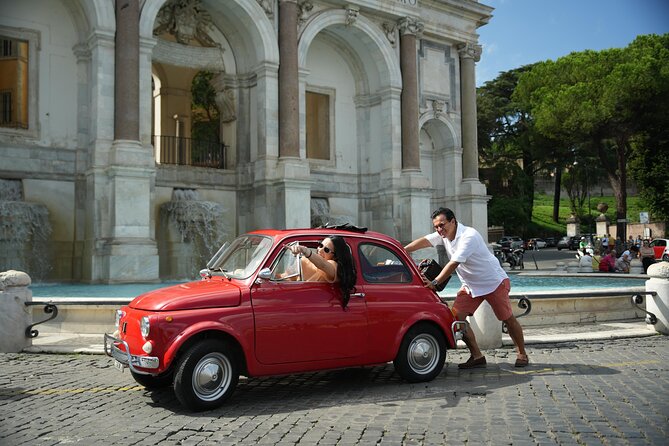 Rome Pro Photoshoot service include free transport FIAT 500 - Terrazza del Gianicolo: Skyline Views and Time for the Money Shot