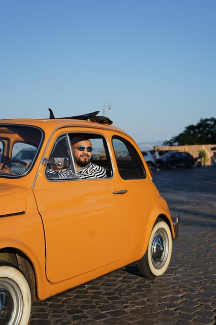 Rome Pro Photoshoot Service with Free Transport by Fiat 500 - Transport, Safety, and Comfort on Rome’s Narrow Streets