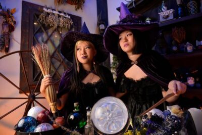 Salem: Witch Costume Photo Studio Experience - Choosing your set: Olde Salem Village, Pirate Point, Witch Cottage, Magick Broom