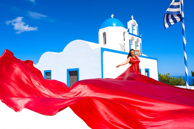Santorini 2h Private Flying Dress Photoshoot with Transportation - The flying dress effect: the part you don’t want to DIY