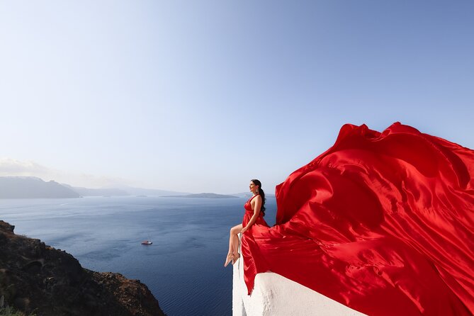 Santorini Flying Dress Photography - Why a flying dress photoshoot works so well in Oia