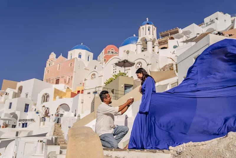 Santorini: Flying Dress Photoshoot Private Entry to Blue Dom - The 30-minute flow: how the session stays photo-focused