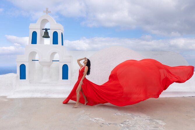 Santorini Flying Dress Photoshoot with a Pro Photographer - The Dress: Color Choice, Fitting, and That Flying Moment