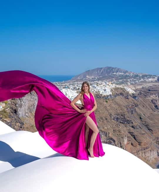 Santorini: Flying Dress Photoshoot with Edited Photos - Why a flying dress shoot works so well in Santorini