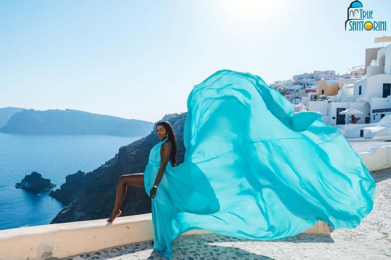 Santorini:FlyingDress Photoshoot with edited pics and pickup - Flying Dress Photoshoot in Oia: The Core Idea