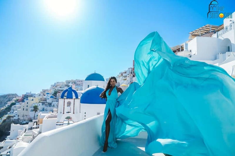 Santorini:FlyingDress Photoshoot with edited pics and pickup - Pickup, Meeting Point, and How to Avoid Start-Day Stress