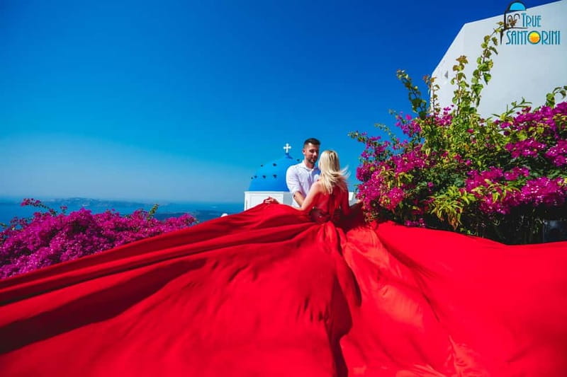 Santorini:FlyingDress Photoshoot with edited pics and pickup - Price and Value: Is $117 a Good Deal for Santorini?
