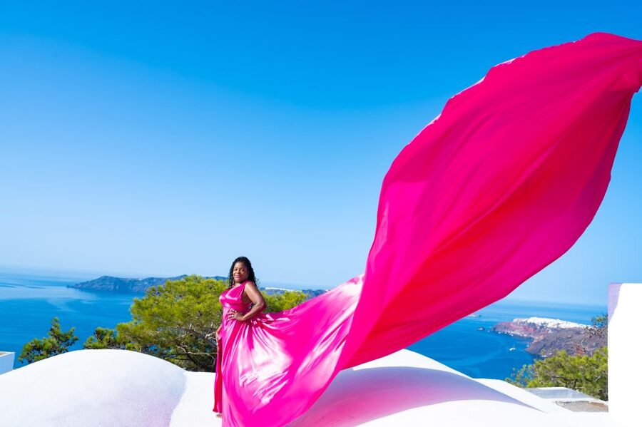 Santorini: Private Flying Dress Photoshoot with Pickup - Key highlights you’ll feel right away