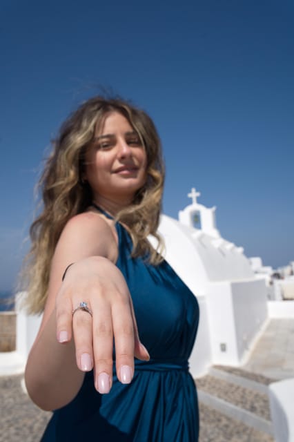 Santorini: Proposal Photoshoot l Private Entry to blue Dome - How the Photographer Guides You: Habibi’s Pose Coaching